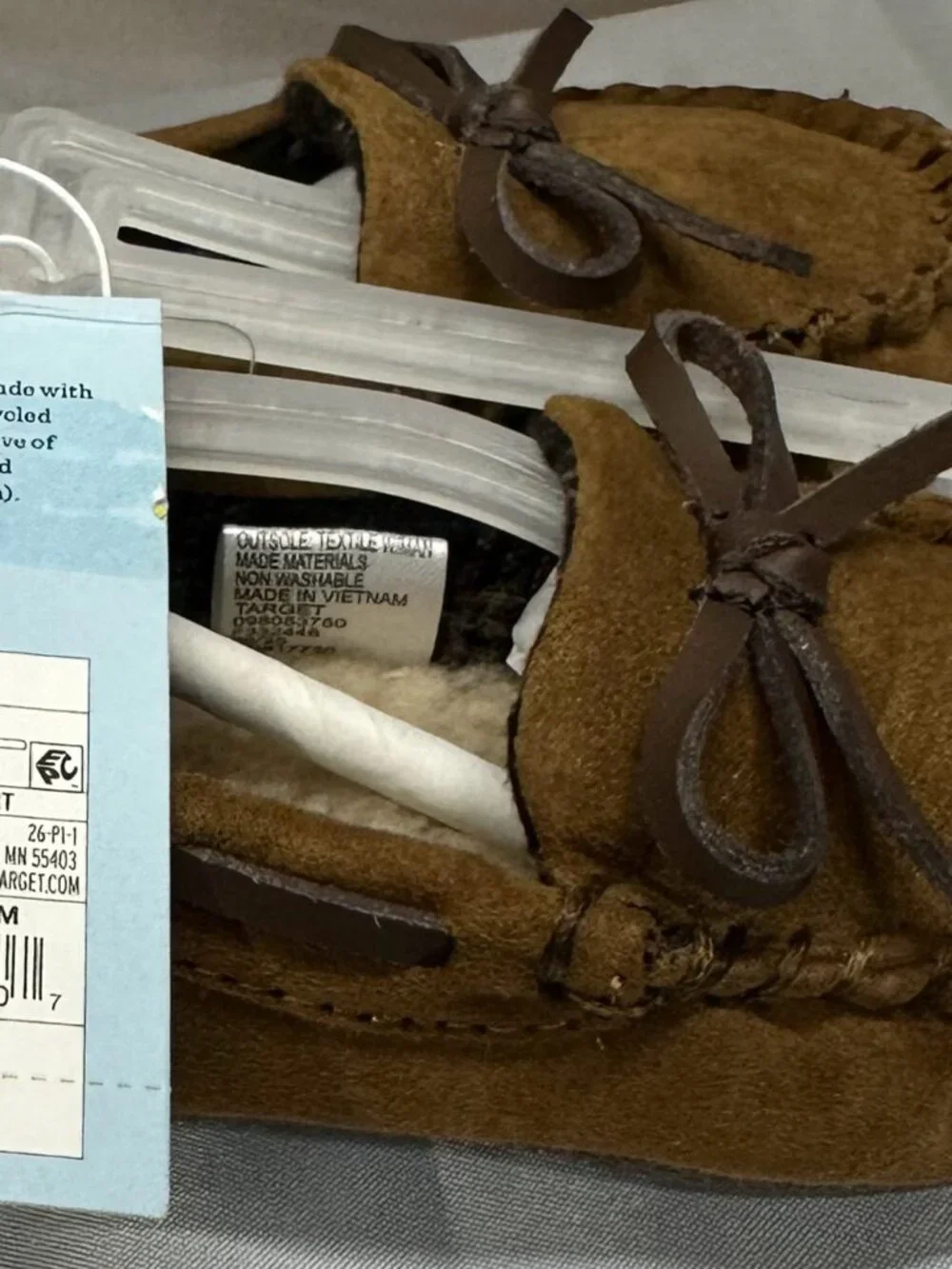 Cat & Jack Toddler Unisex Size 5 Brown Suede Moccasin Slippers NWT